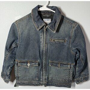 VTG Old Navy Girls Lined Jean Jacket Small Zip Up Pockets Chores Fall Utility